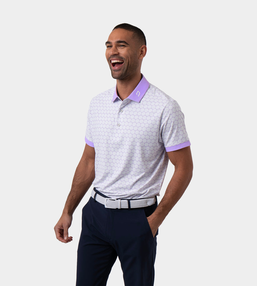 HEXA PREPPY POLO - WHITE/ LAVENDER