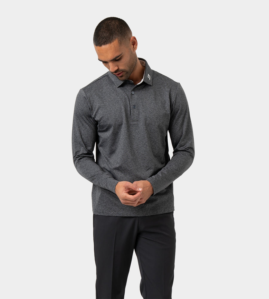 ARDENT LONG SLEEVE POLO - BLACK