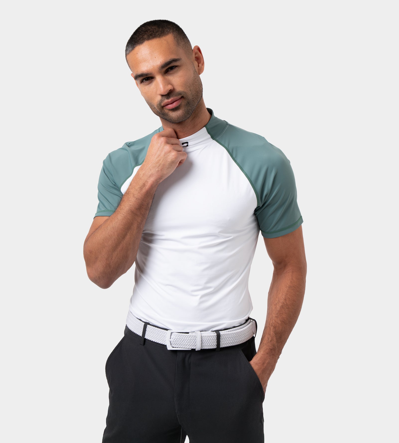 TEE TIGHT BASELAYER - SAGE/ WHITE