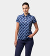 LADIES ABSTRACT EMOTIVE POLO - MARINE