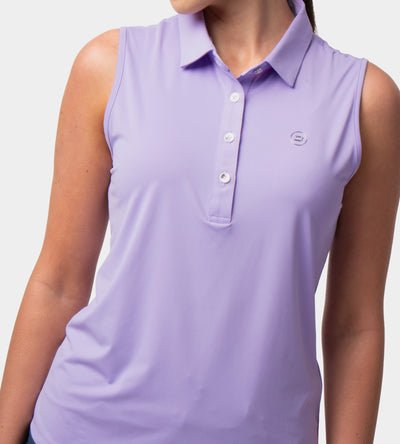LADIES ELITE SLEEVELESS POLO - LAVENDER