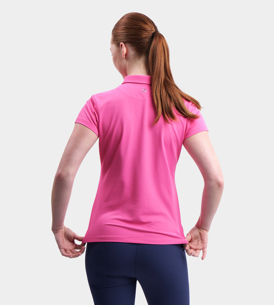 LADIES BLOCK PIQUE POLO - ROZE