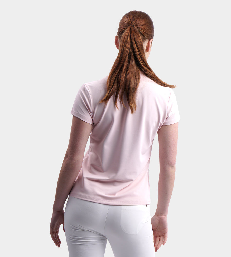LADIES BLOCK PIQUE POLO - BLUSH