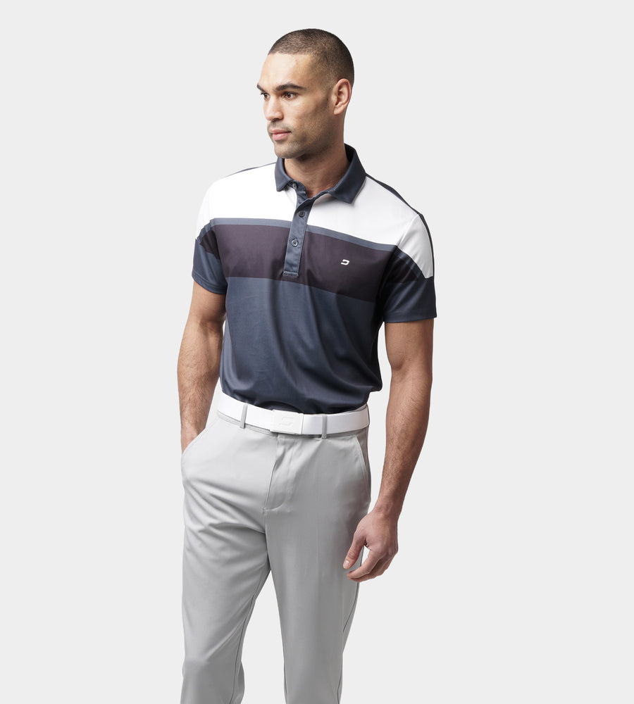 STRIPE PERFORMANCE POLO - CHARCOAL