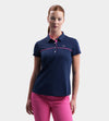 LADIES BLOCK PIQUE POLO - MARINE