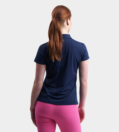LADIES BLOCK PIQUE POLO - MARINE