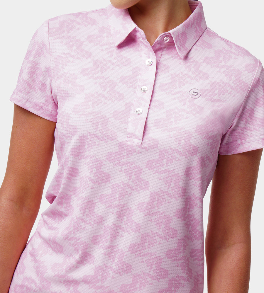 LADIES ABSTRACT EMOTIVE POLO - PINK