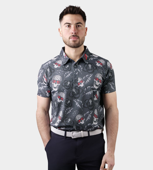 PINEAPPLE SKULL POLO - ZWART / ROZE