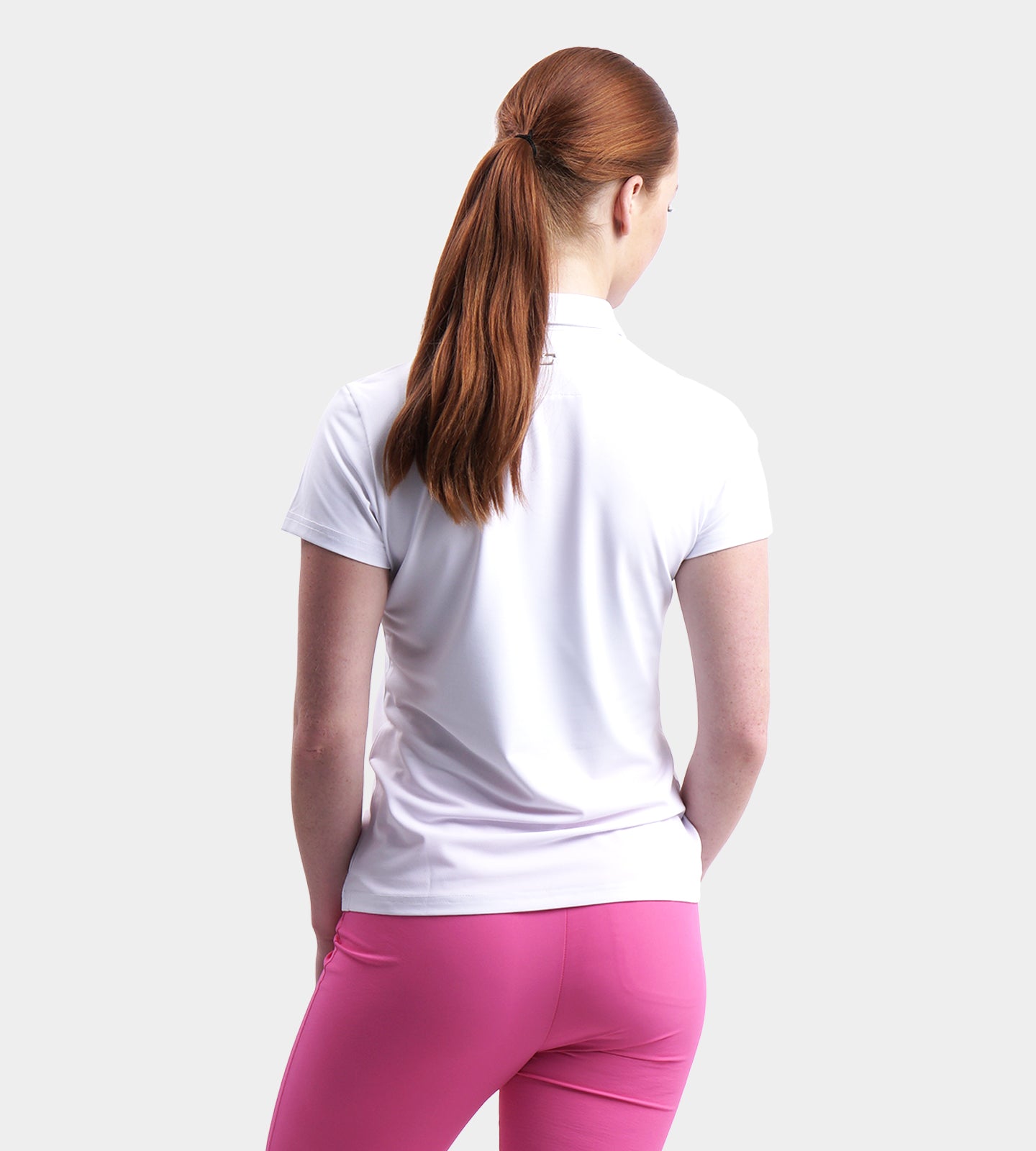 LADIES BLOCK PIQUE POLO - WEISS