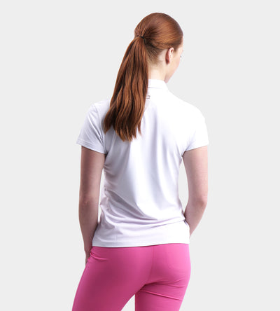 LADIES BLOCK PIQUE POLO - BLANC