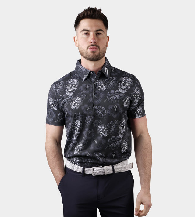 PINEAPPLE SKULLS 2.0 POLO - ZWART