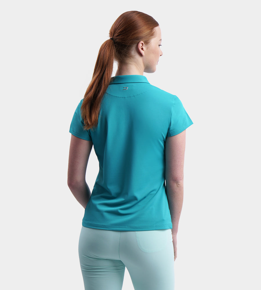 LADIES BLOCK PIQUE POLO - ZEEGROEN