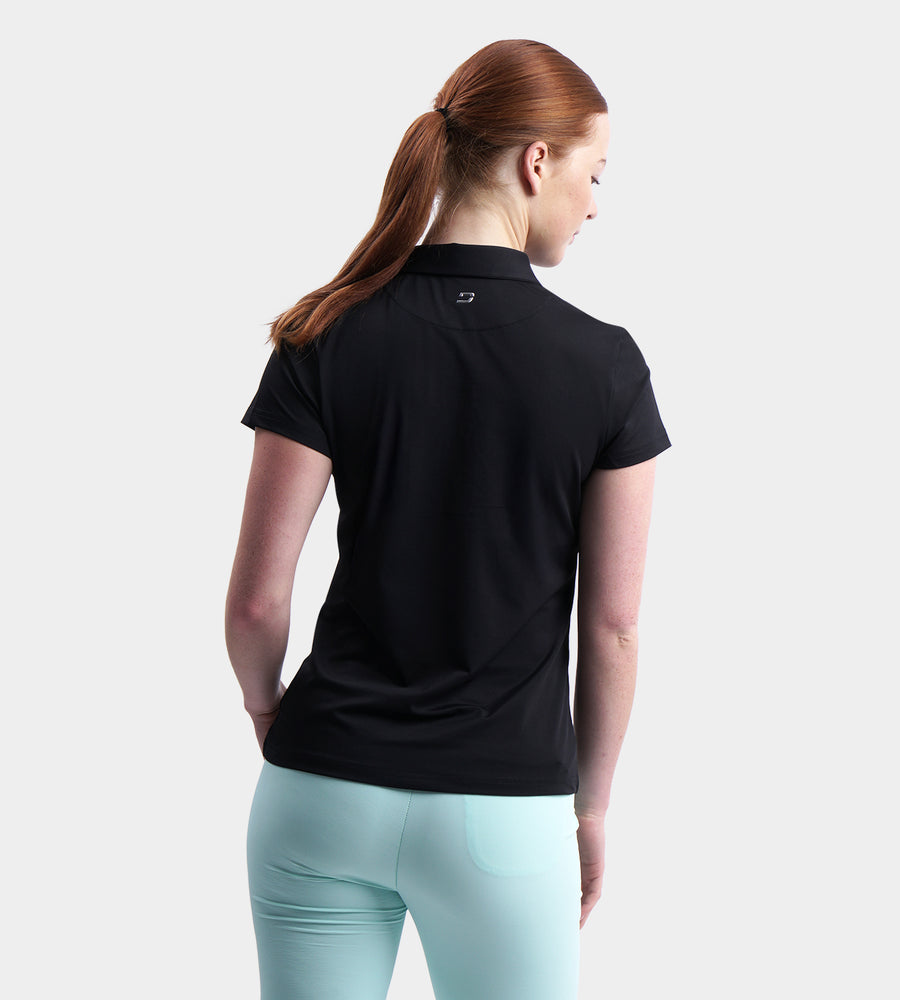 LADIES BLOCK PIQUE POLO - ZWART