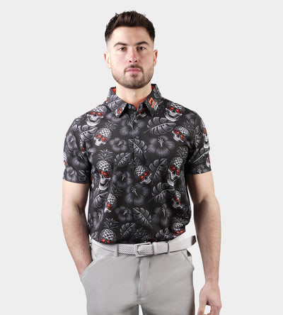 PINEAPPLE SKULLZ POLO - BLACK/ ORANGE