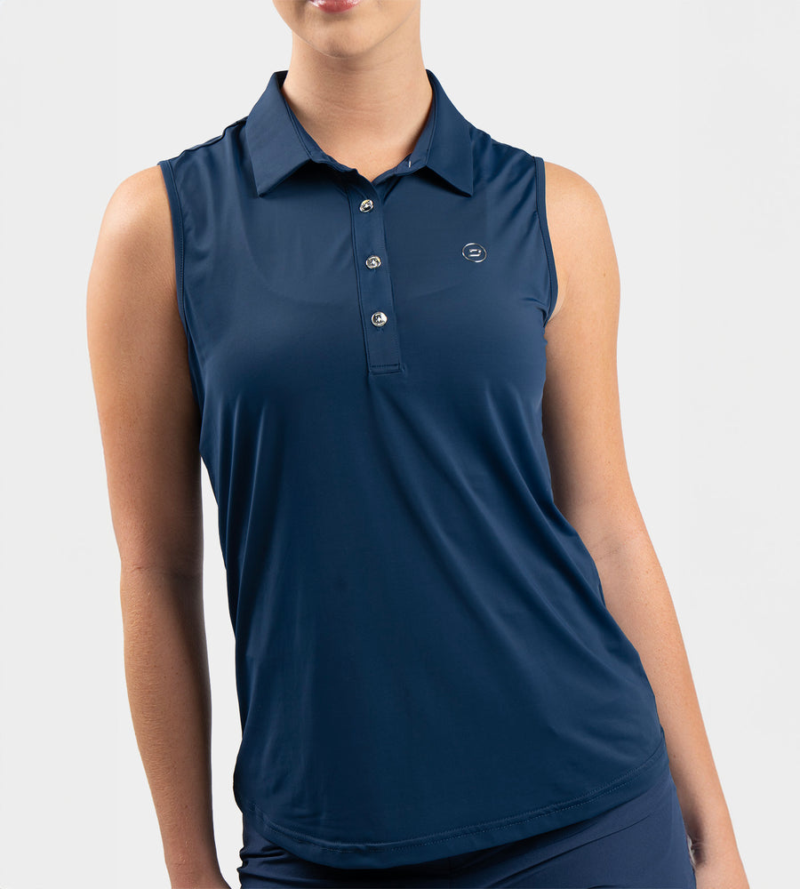 LADIES ELITE SLEEVELESS POLO - MARINEBLAUW