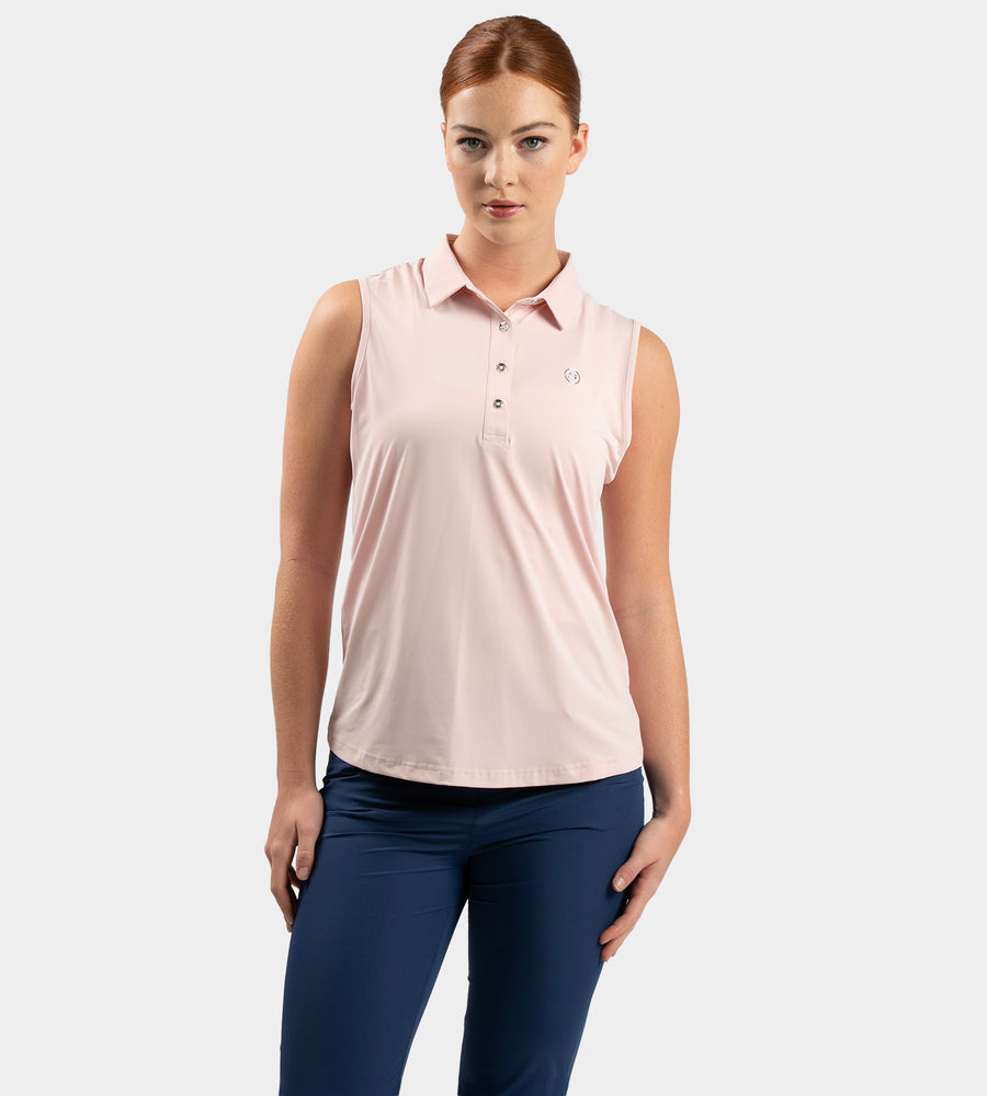 LADIES ELITE SLEEVELESS POLO - BLUSH