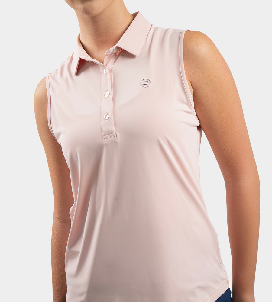 LADIES ELITE SLEEVELESS POLO - BLUSH
