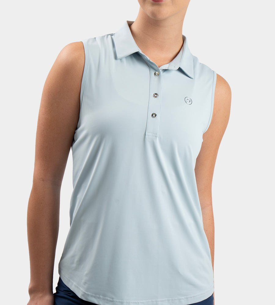 LADIES ELITE SLEEVELESS POLO - BLAUW