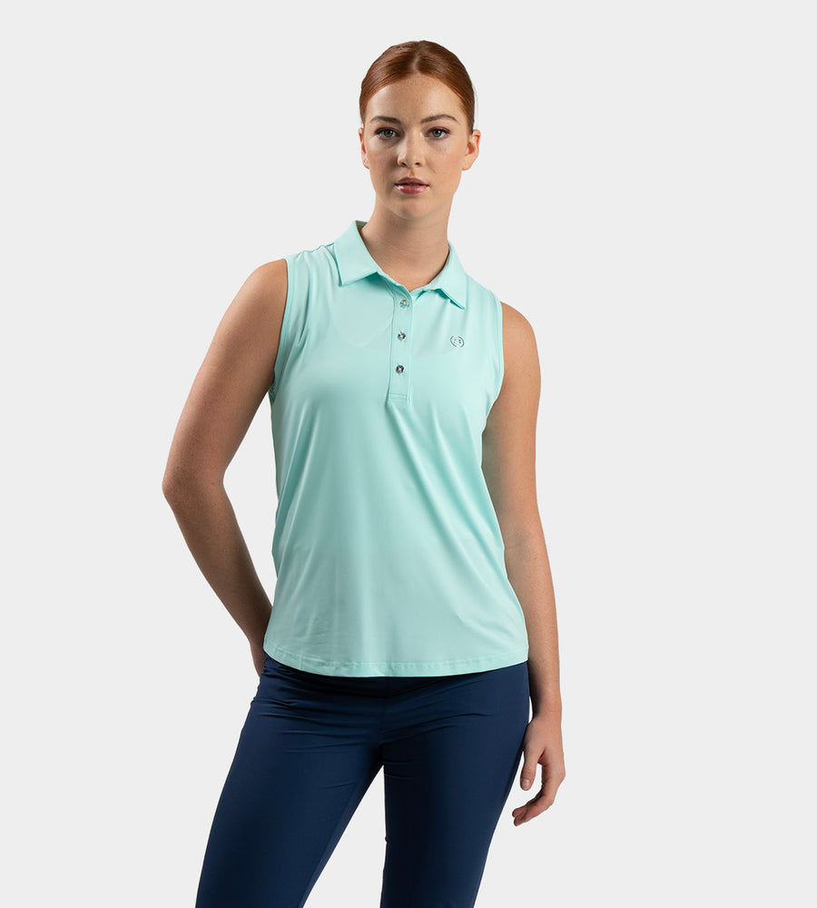 LADIES ELITE SLEEVELESS POLO - MINTGROEN