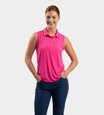 LADIES ELITE SLEEVELESS POLO - ROSE