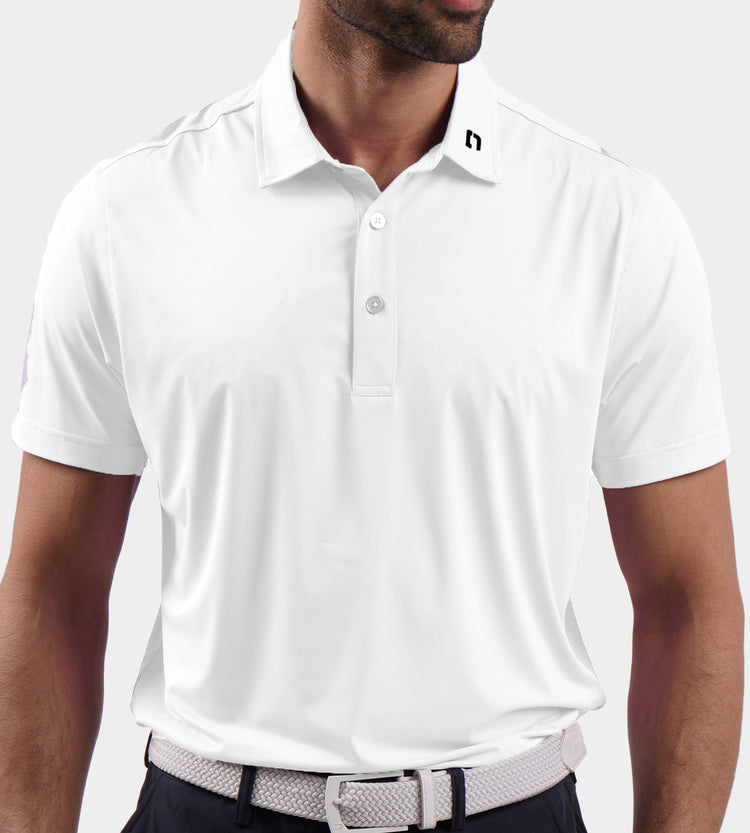 Elite Polo in White | Premium Lightweight Golf Polo Shirt | Druids