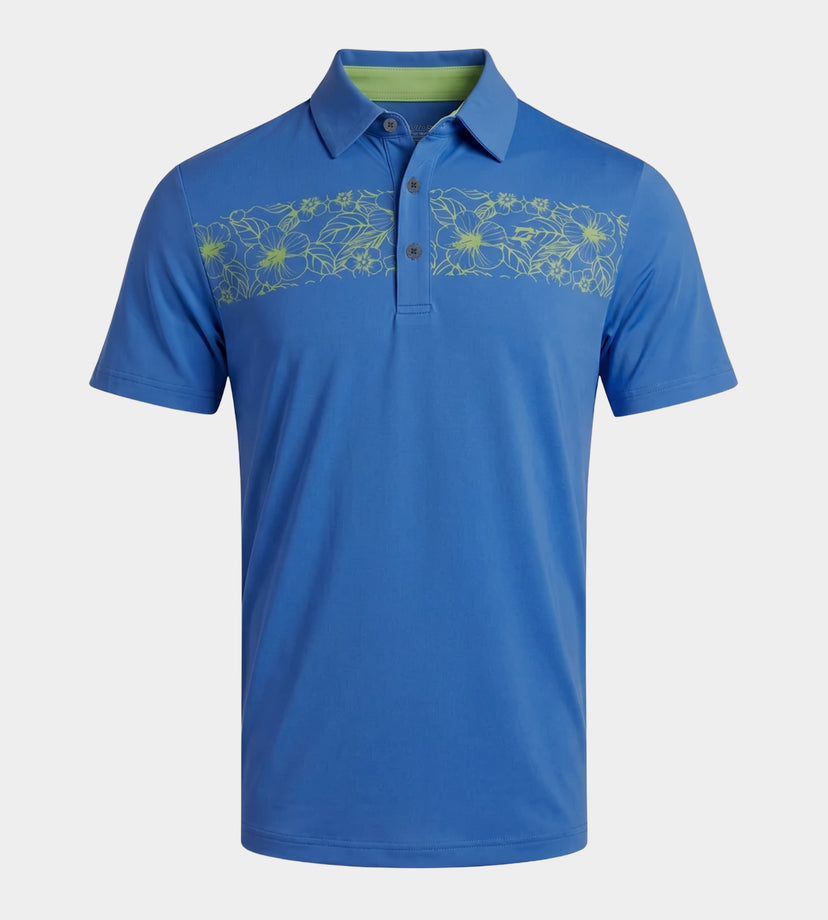 FLORAL PANEL POLO - BLUE