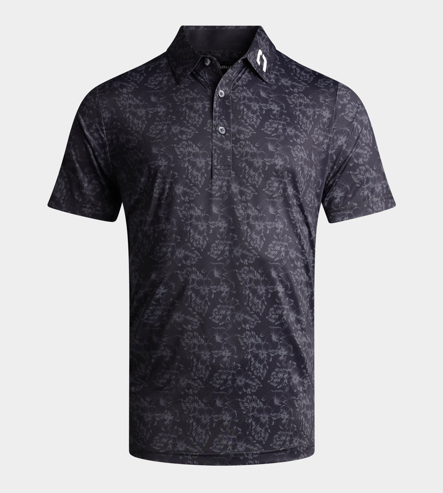 FLORAL TECH POLO - BLACK
