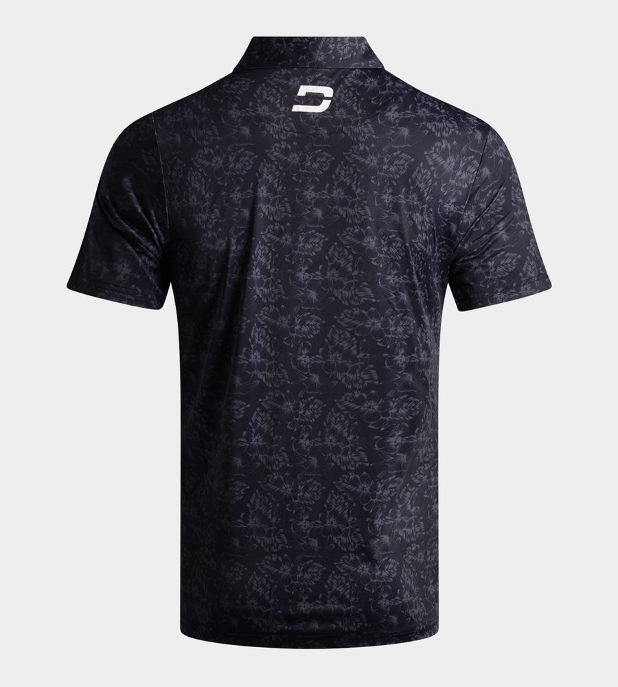 FLORAL TECH POLO - BLACK