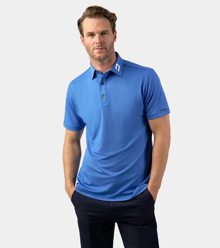 | Polo in Honeycomb | Design Shirt Men\'s Blue Geometric Druids