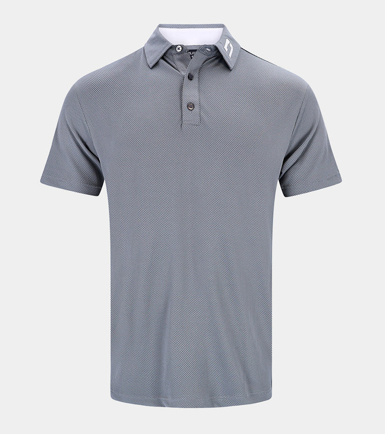 Men's Honeycomb Polo Shirt in Grey | Geometric Design | Druids