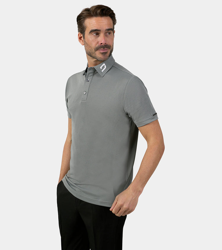 Men's Honeycomb Polo Shirt in Grey | Geometric Design | Druids