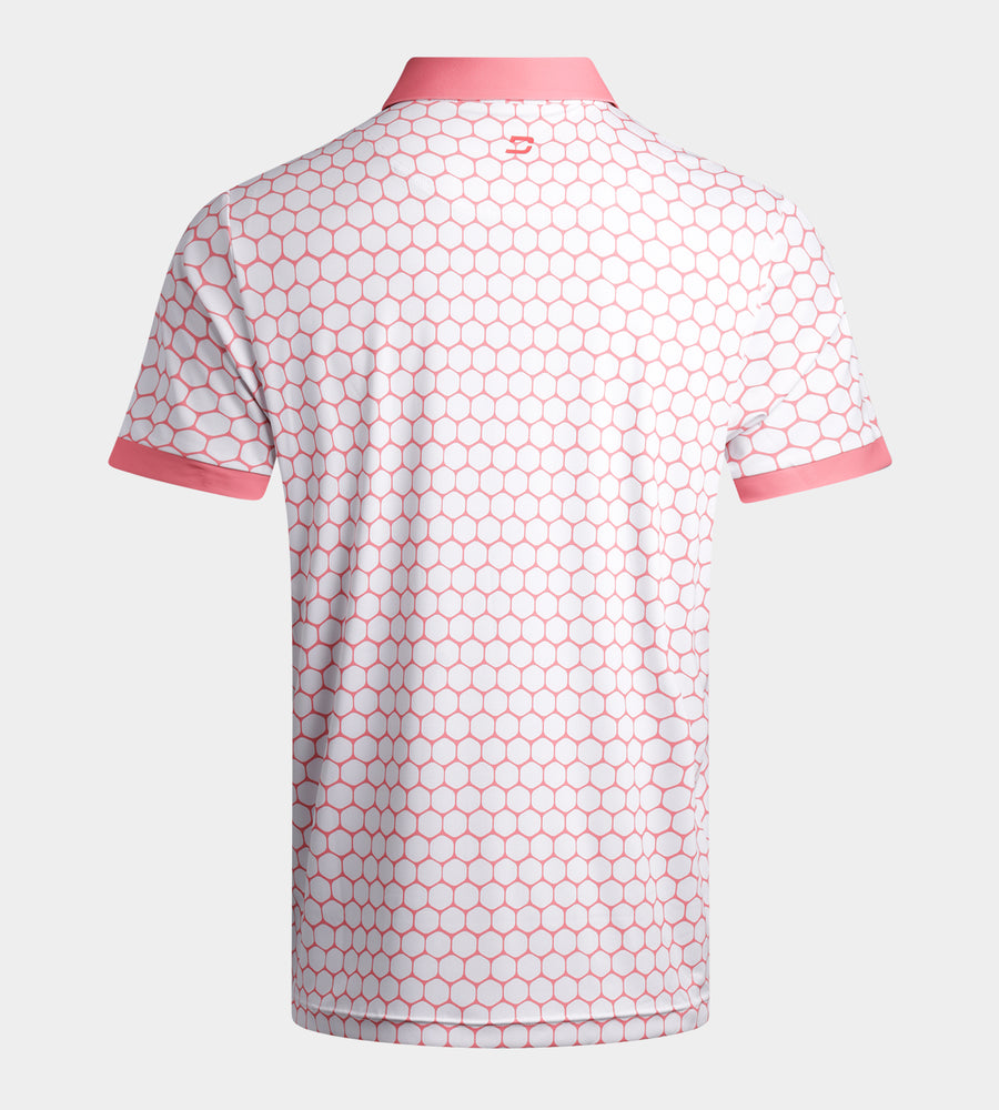 HEXA PREPPY POLO - WHITE/ CORAL