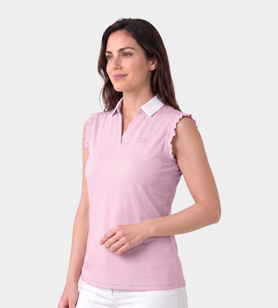 LADIES CAPPED POLO - BLUSH