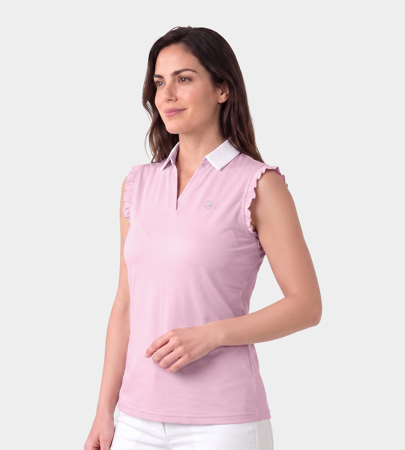 LADIES CAPPED POLO - BLUSH