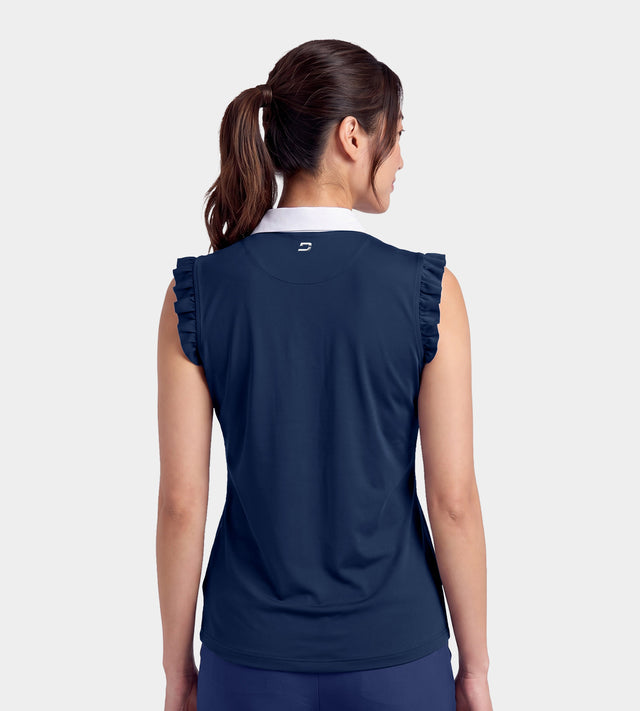 LADIES CAPPED POLO - NAVY