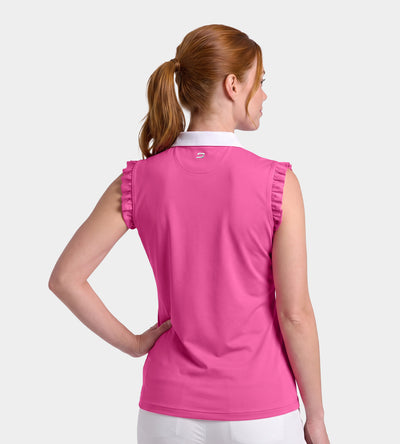 LADIES CAPPED POLO - ROSE