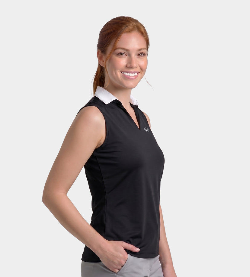 LADIES CLASSIC V NECK POLO - NEGRO
