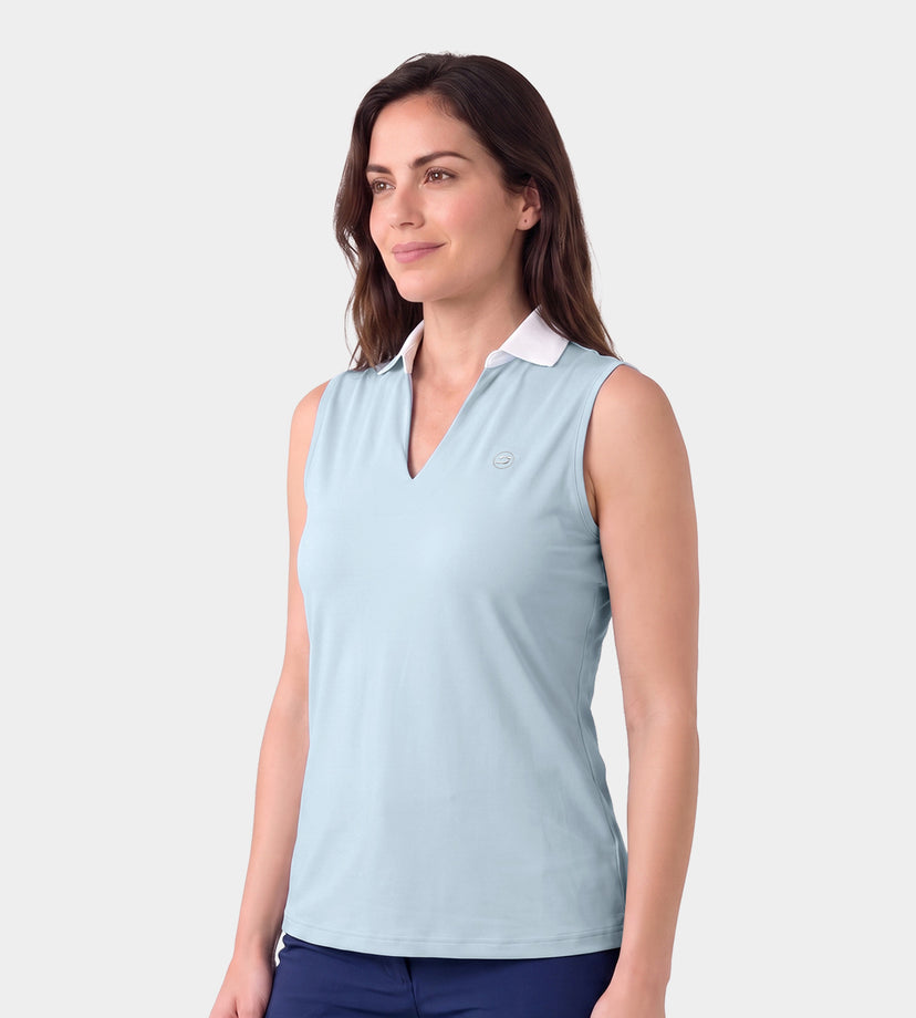 LADIES CLASSIC V NECK POLO - AZUL