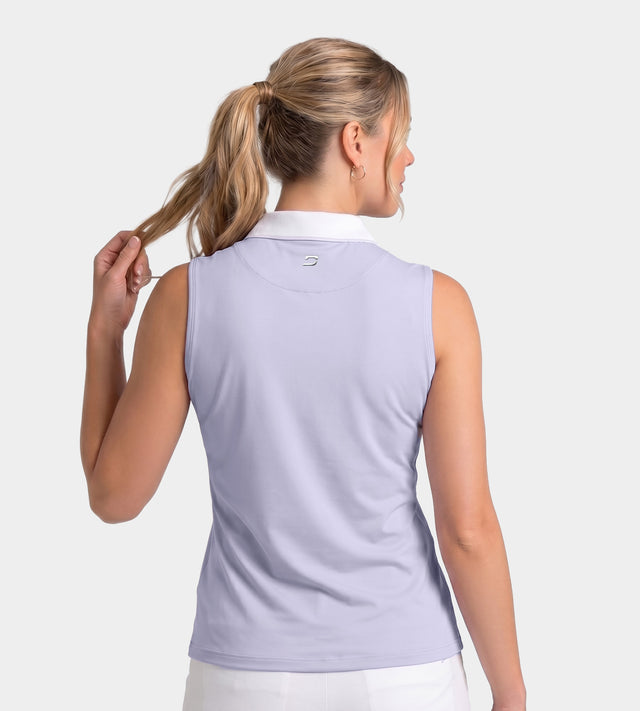 LADIES CLASSIC V NECK POLO - LAVENDER