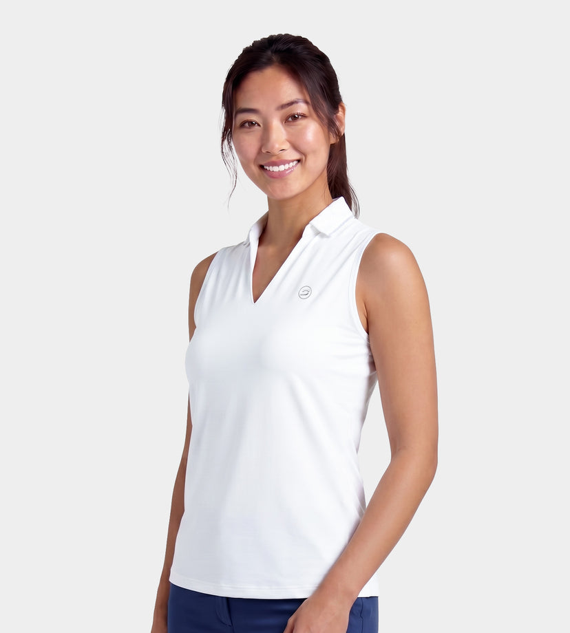 LADIES CLASSIC V NECK POLO - BLANCO