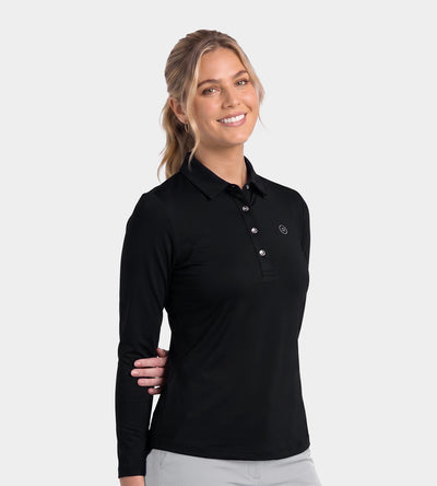 LADIES ELITE LONG SLEEVE POLO - NOIR