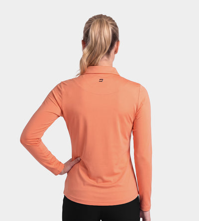 LADIES ELITE LONG SLEEVE POLO - CORAIL