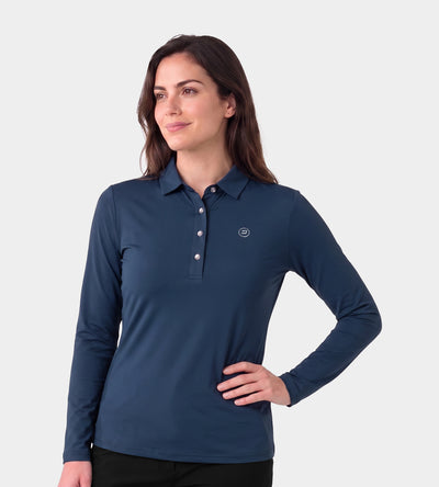 LADIES ELITE LONG SLEEVE POLO - MARINE