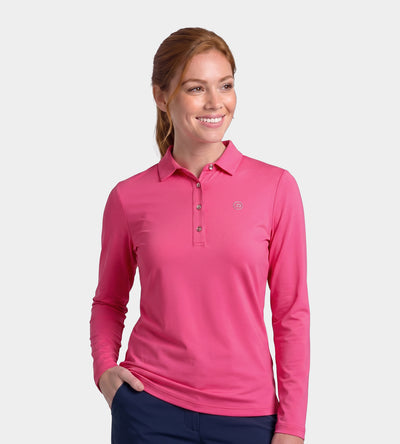 LADIES ELITE LONG SLEEVE POLO - ROSE