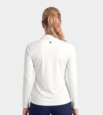 LADIES ELITE LONG SLEEVE POLO - WEISS