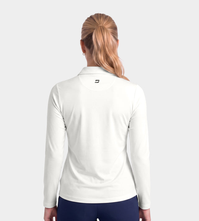 LADIES ELITE LONG SLEEVE POLO - BLANCO