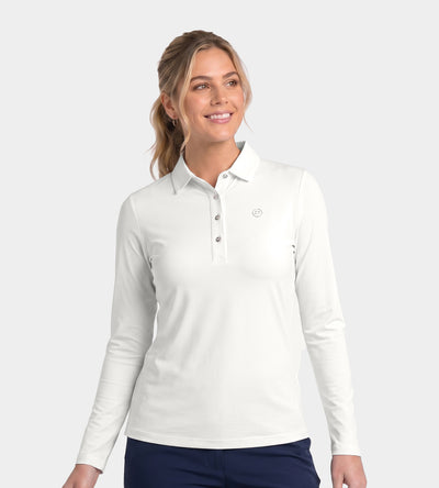 LADIES ELITE LONG SLEEVE POLO - WEISS