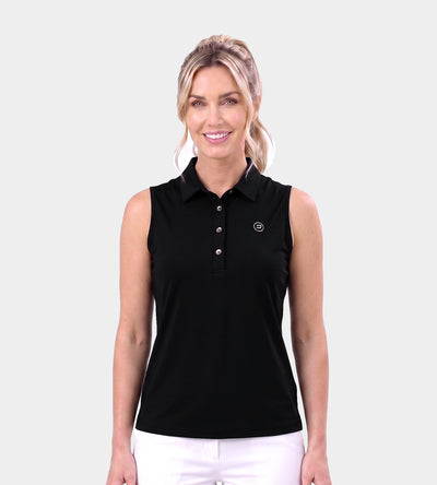 LADIES ELITE SLEEVELESS POLO - NOIR