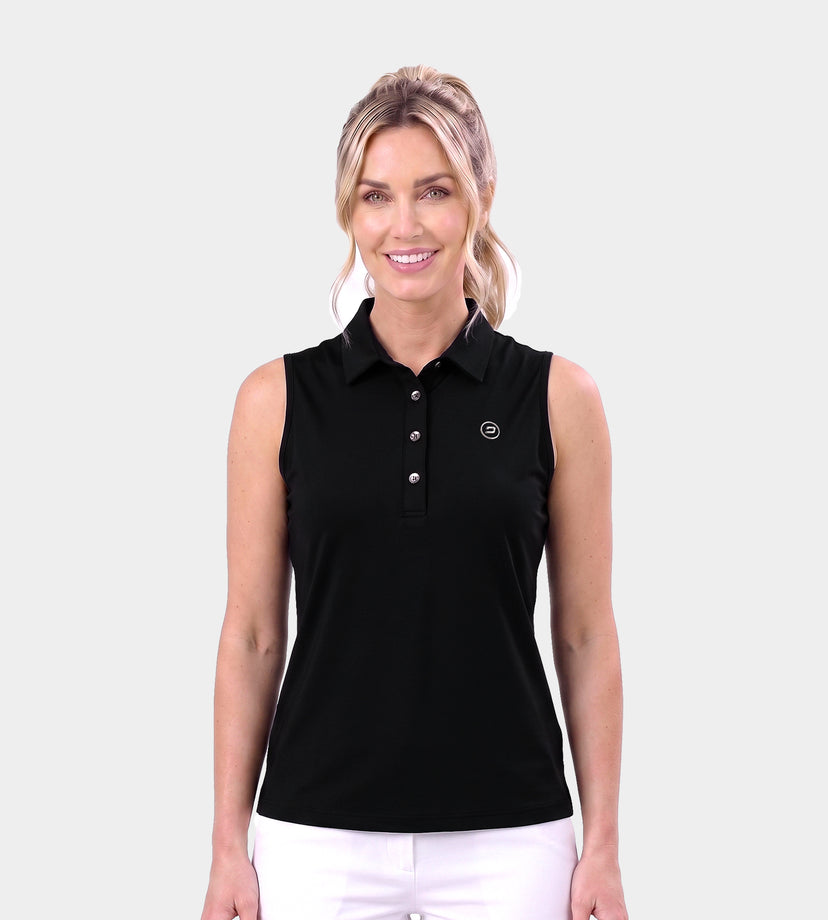 LADIES ELITE SLEEVELESS POLO - NEGRO