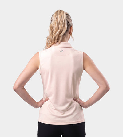 LADIES ELITE SLEEVELESS POLO - BLUSH